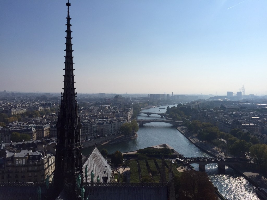 A great view of the Seine and it's beautiful bridges. - "Morning with Gargoyles at Notre Dame de Paris" - Two Traveling Texans