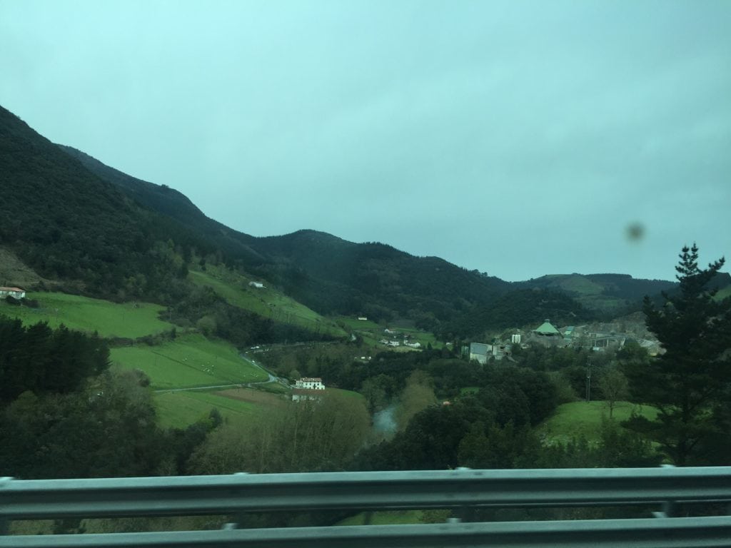 View of Basque Country from the bus on the way to San Sebastian.