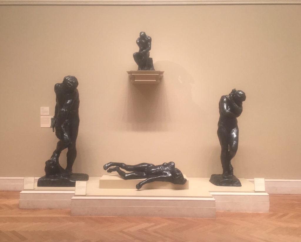 A few of the Rodin pieces at the Met, including a small version of the Thinker - "Rodin Around the World" - Two Traveling Texans