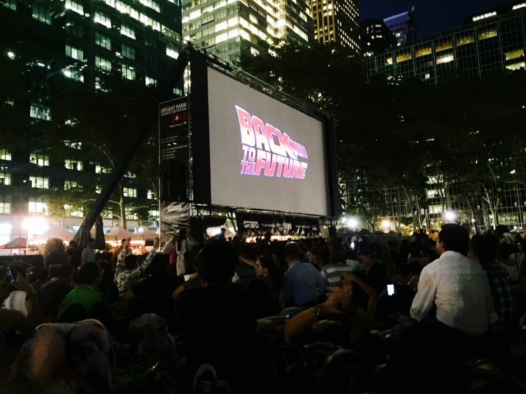 Such good memories of watching my favorite movie, Back to the Future, in Bryant Park! - "The Best Free Summer Events in NYC" - Two Traveling Texans