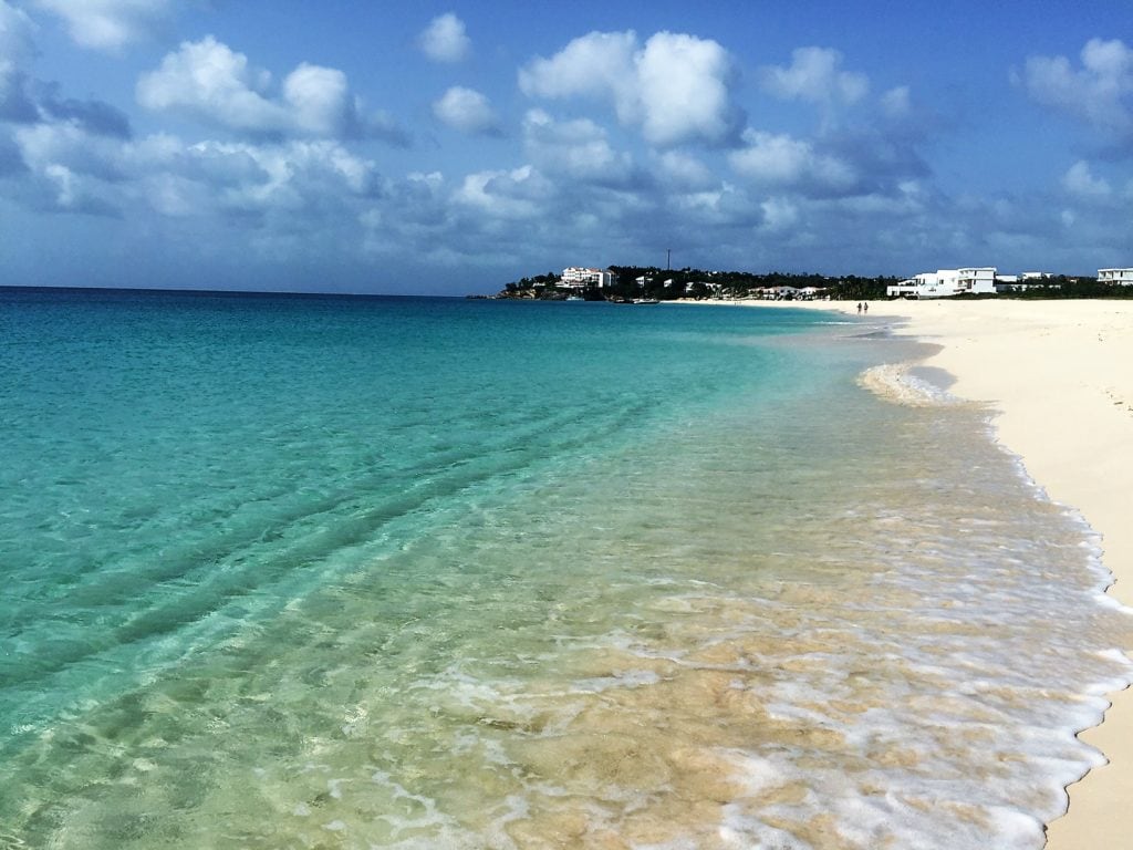 Meads Bay Beach is another beach with white sand and crystal clear water. - "Beach Day Trip to Anguilla" - Two Traveling Texans